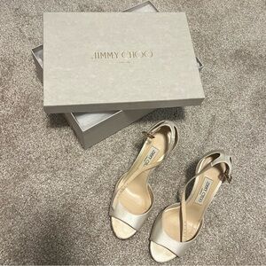 Ivory Jimmy Choo Annie 85 Satin Peep Toe